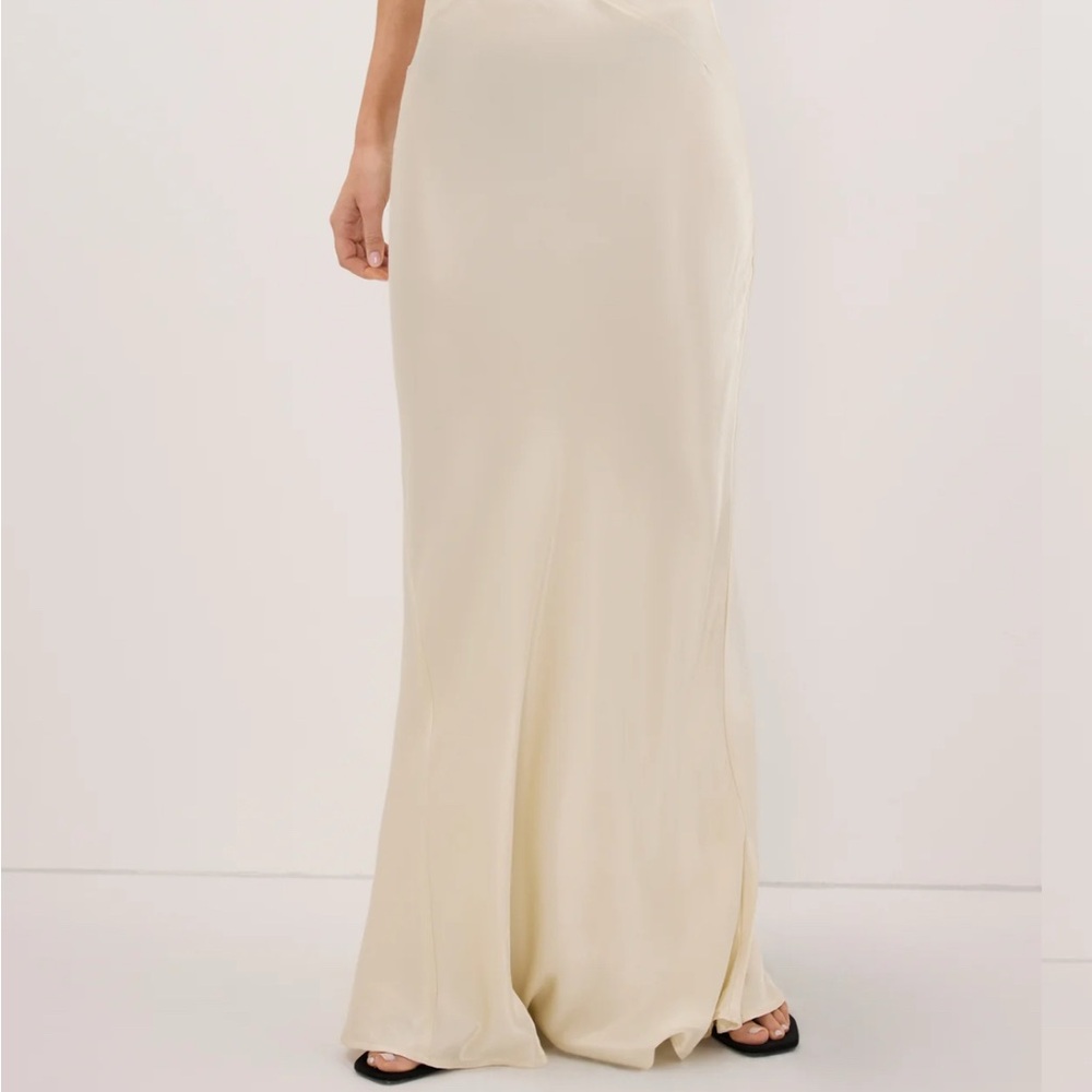 DISSH Charli Satin Maxi Skirt Straw | Bias Cut Slip Skirt | NWT Size 4
